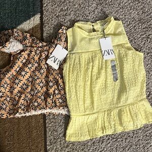 Zara Yellow and Orange Blouses with Ruffle Details